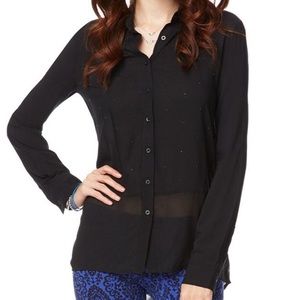 Aeropostale Signature Shimmer Button Up Shirt in Black